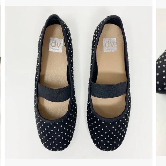 Dolce Vita Big Girls Black Rhinestone Mary Jane Ballet Flat With Elastic size 11 - Picture 2 of 2